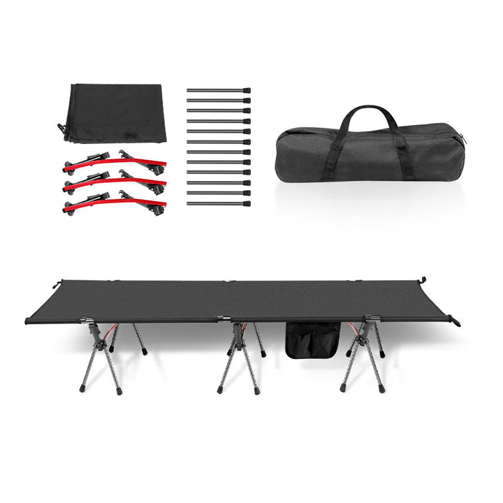 Folding Bed Black Camping Bed Height Adjustable | Kalsten