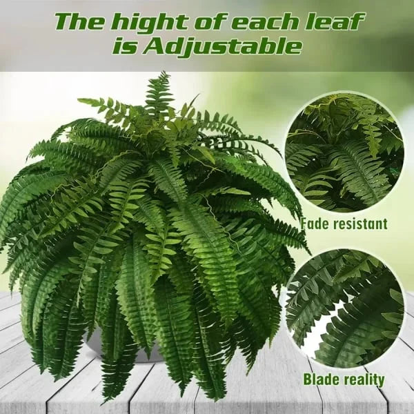 Kalsten | UV Resistant Artificial Boston Fern | Lifelike, Waterproof & Maintenance-Free for Outdoor Décor