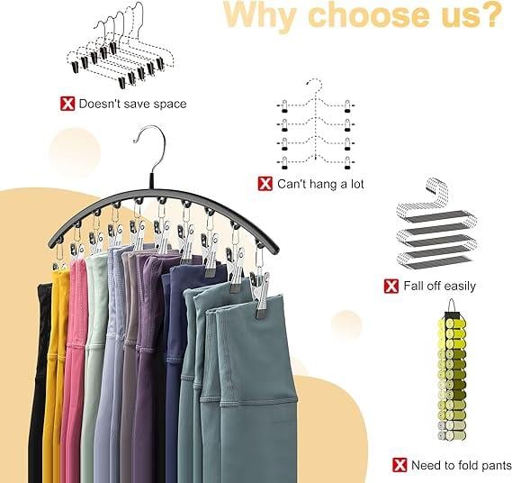 Leggings Organizer Hanger with Rubber Clips | Kalsten