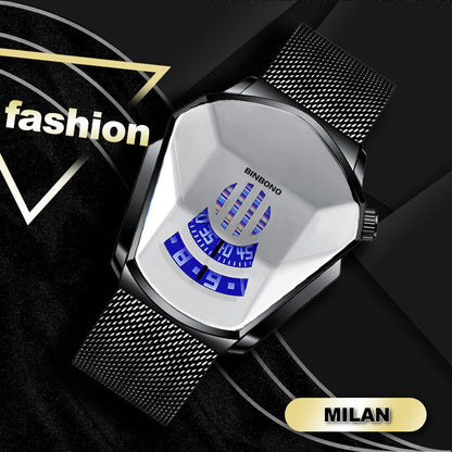 Men's quartz watch in diamond style