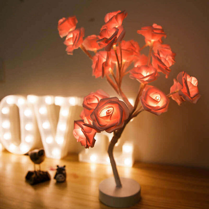 Rose Flower Lamp USB Battery Operated LED Table Lamp Bonsai Tree Night Lights Garland Bedroom Decoration Lights Home Decor | Kalsten