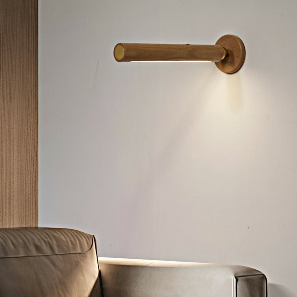 LED Night Light Wall Sconce – 360° Rotating Wooden Magnetic USB Rechargeable (21cm / 8.3in) | Kalsten