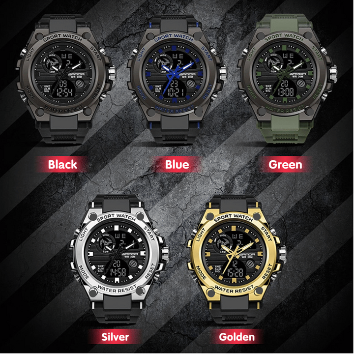 Kalsten | Sporty Dual-Display Mode Multifunctional Waterproof Luminous Men's Wristwatch