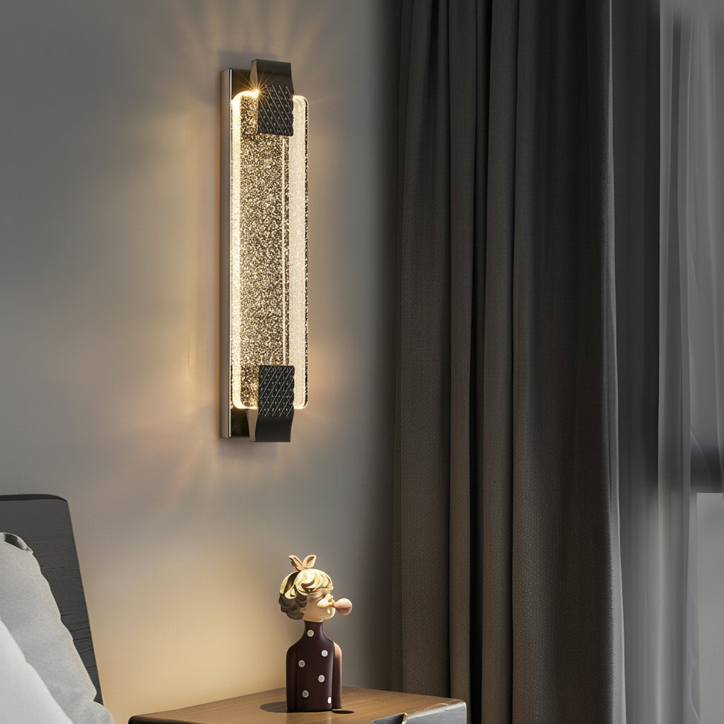 Modern Crystal Bubble LED Wall Sconce – Luxury 3-Color Dimmable Strip Lamp (Black/Gold) | Kalsten