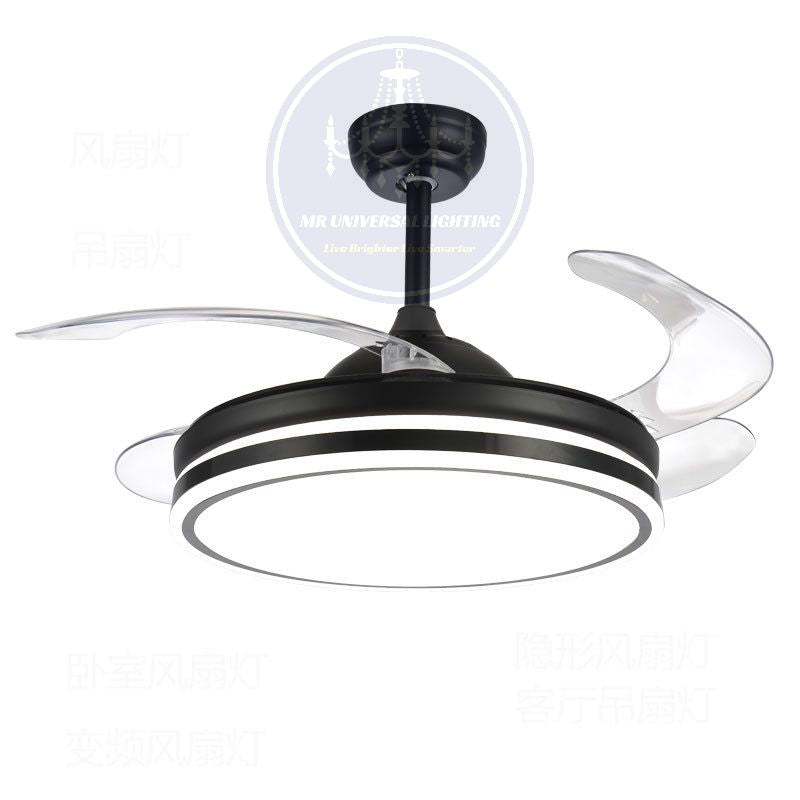 Modern Retractable Ceiling Fan Light-Black | Kalsten