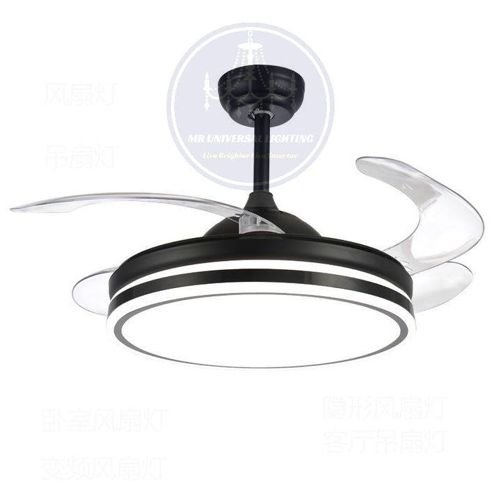 Modern Retractable Ceiling Fan Light-Black | Kalsten