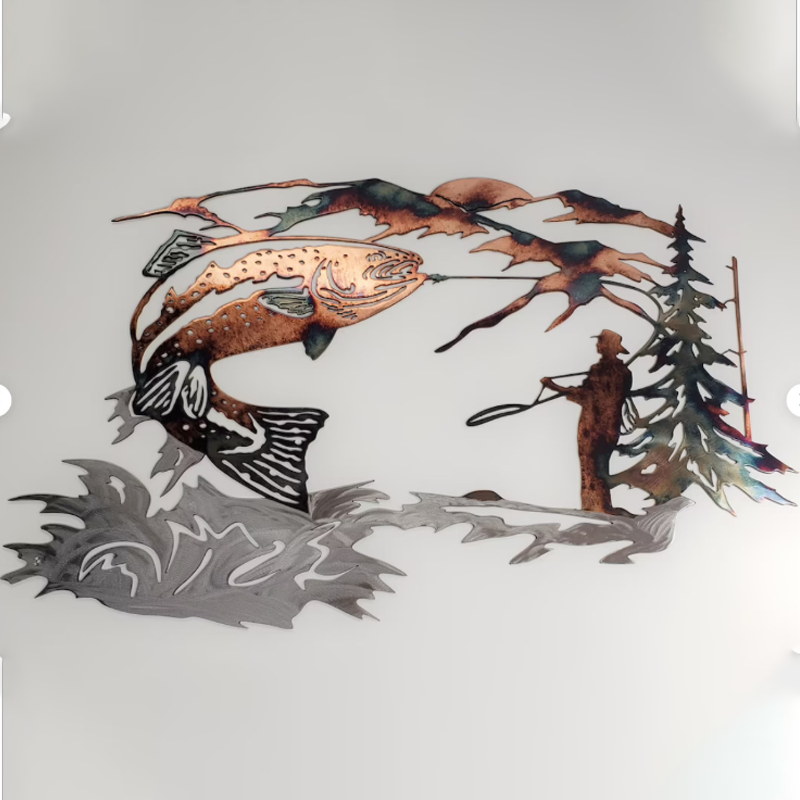 Skanto | Solo Duck Hunting & Trout Fishing Scene Creative Metal Wall Art Craft