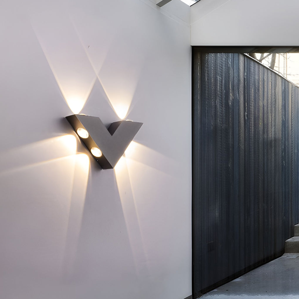 V-shaped Waterproof LED Black Modern Outdoor Wall Lamp Wall Washer Light | Kalsten
