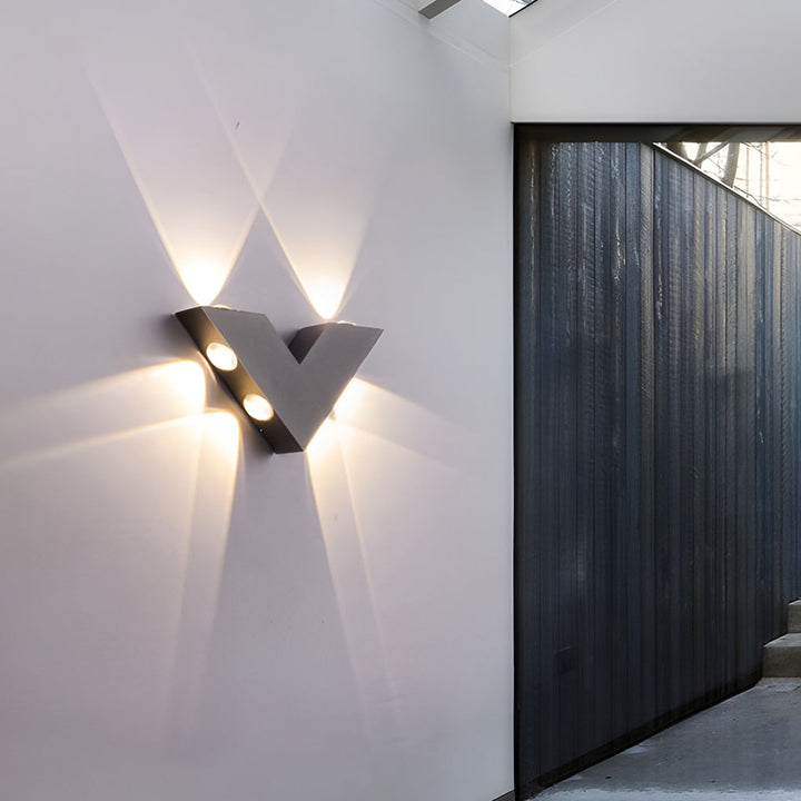 V-shaped Waterproof LED Black Modern Outdoor Wall Lamp Wall Washer Light | Kalsten