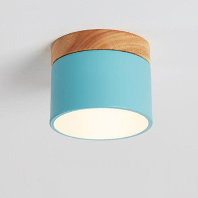 Flush Mount Ceiling Light Iron Solid Wood PVC 3.94 in Modern Hallway Living Room Bedroom 7W 700lm LED Adjustable Color Temperature White Black Pink Blue Green Gray Gold | Kalsten