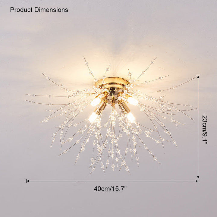 Ceiling Light Metal Crystal 15.7 in Flush Mount Bedroom Hallway Dandelion Design Decorative Lighting | Kalsten