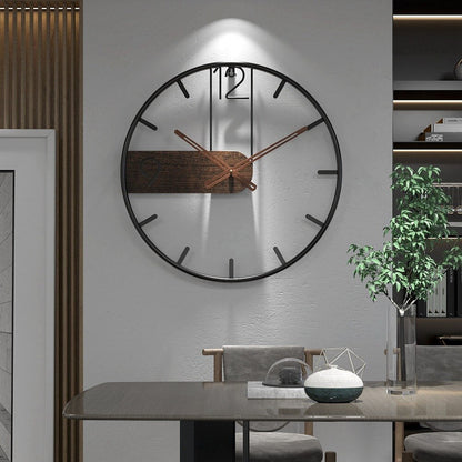 BowLift | Steel-Walnut Wall Clock | Modern Industrial Design with Walnut Wood