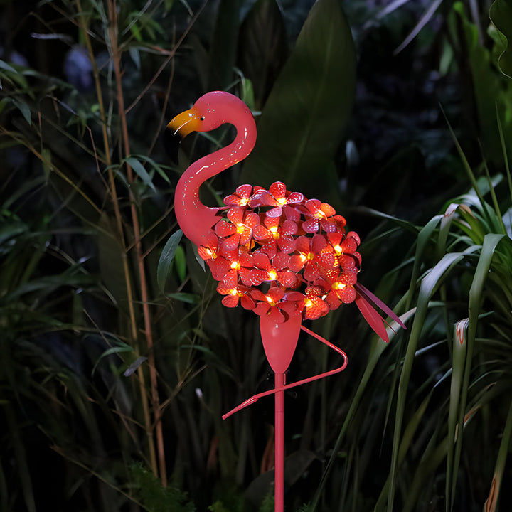 Metal Flamingo Solar Stake LED Lights Pink Outdoor Pathway Lamp - 2-Pack | Kalsten