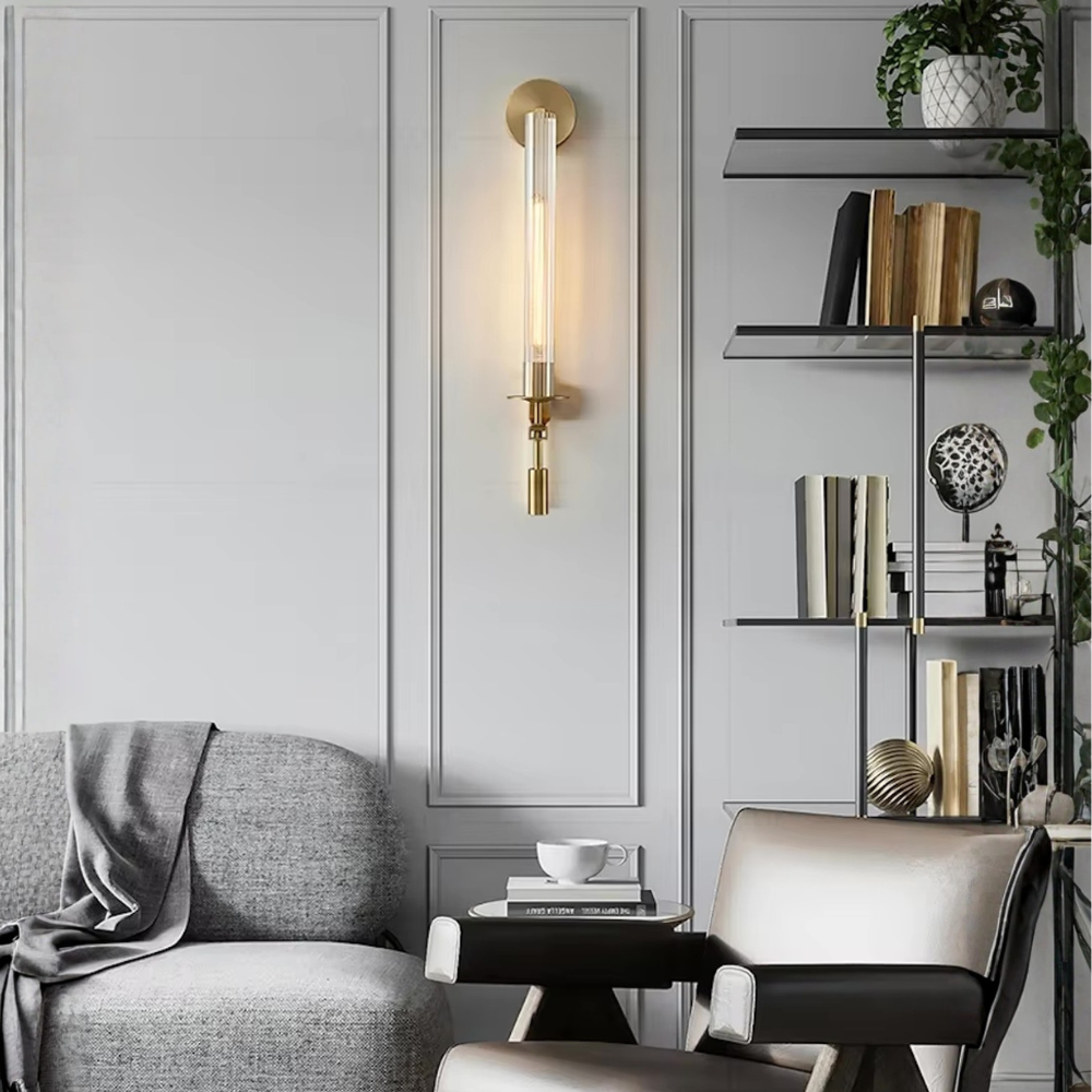 Clarion Fluted Glass & Iron Wall Sconce