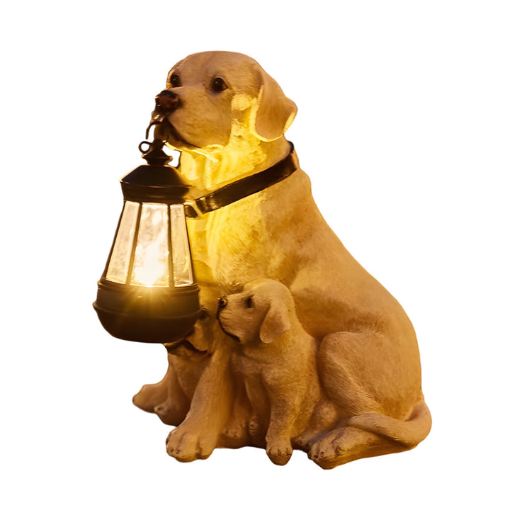Resin Dog with Lantern Landscape Decor Solar Outdoor Lights | Kalsten