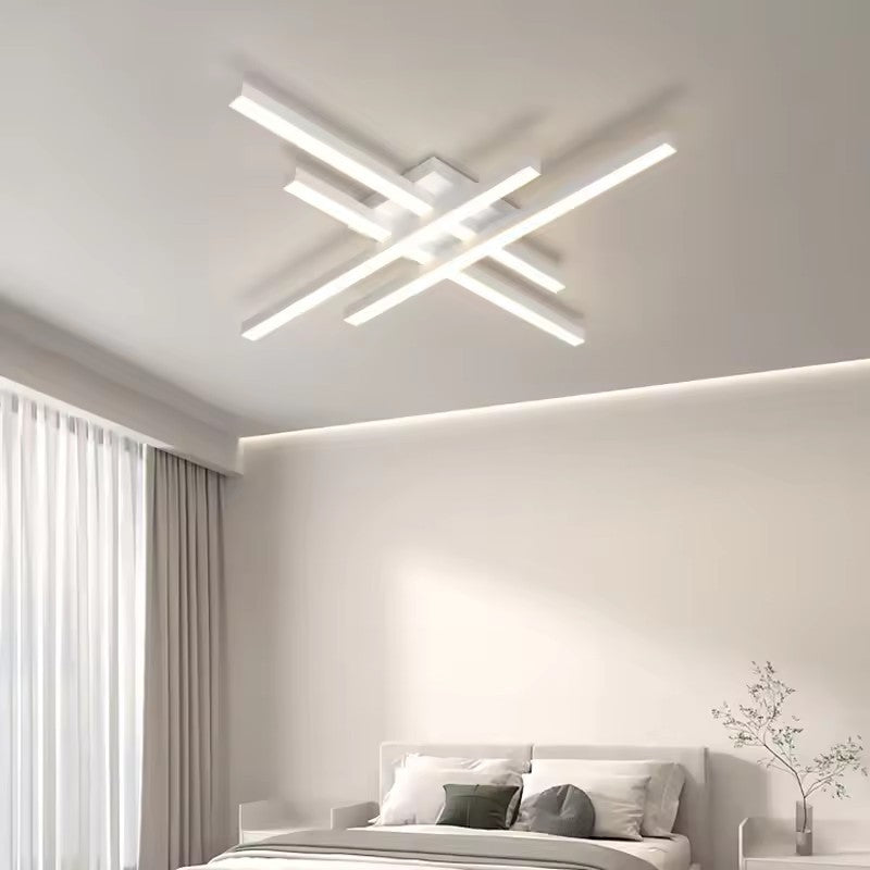 Modern Linear 4-Head LED Ceiling Light (Dimmable, White or Black)