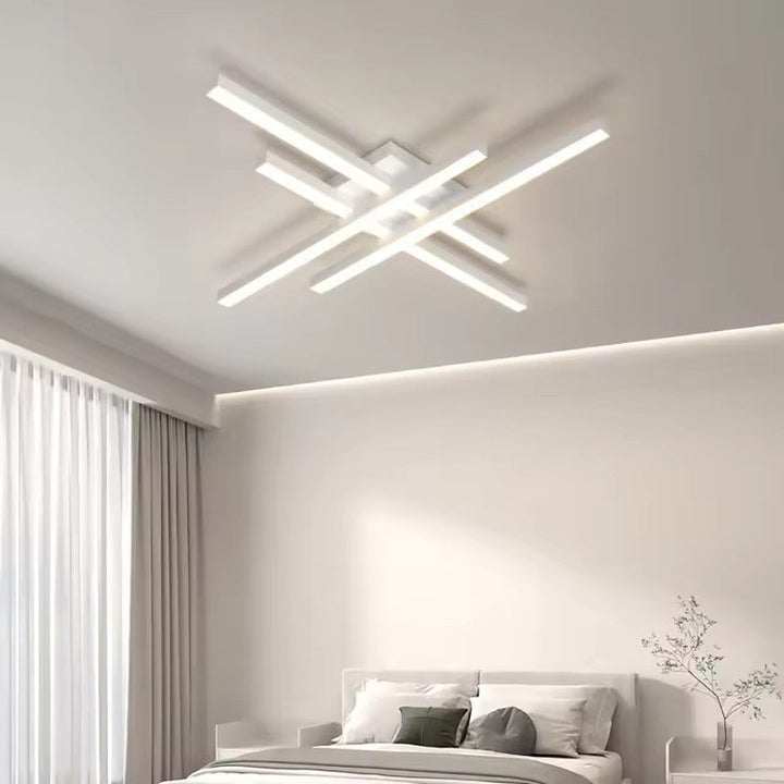 Modern Linear 4-Head LED Ceiling Light (Dimmable, White or Black)