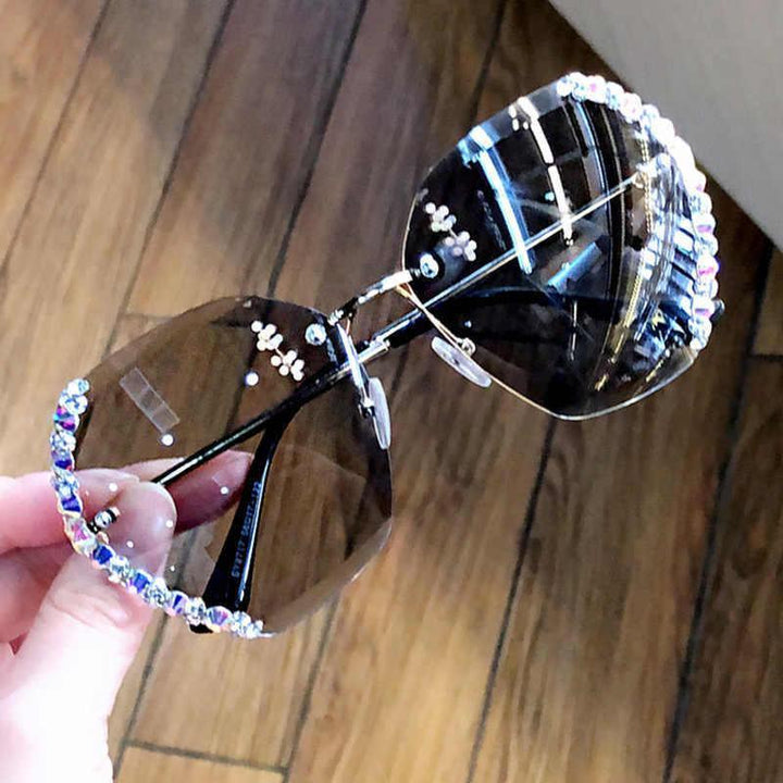 Rimless Sunglasses with Crystal | Kalsten