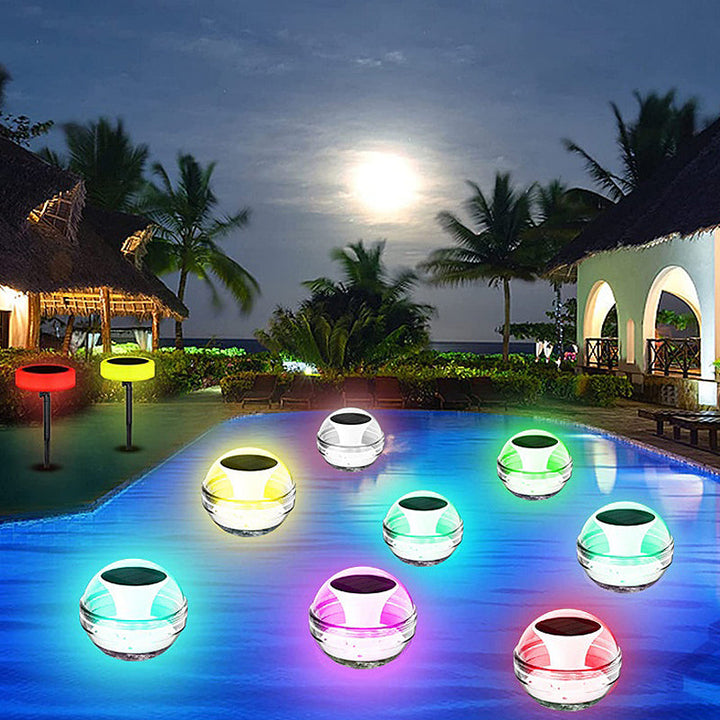 Round Intelligent Light Control RGB Dimmable Floating Solar Pool Lights | Kalsten
