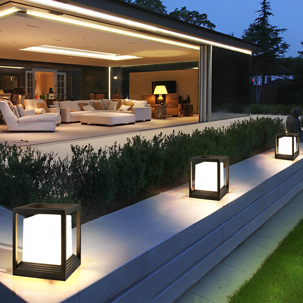 Minimalist Square Waterproof LED Black Modern Solar Fence Post Lights | Kalsten
