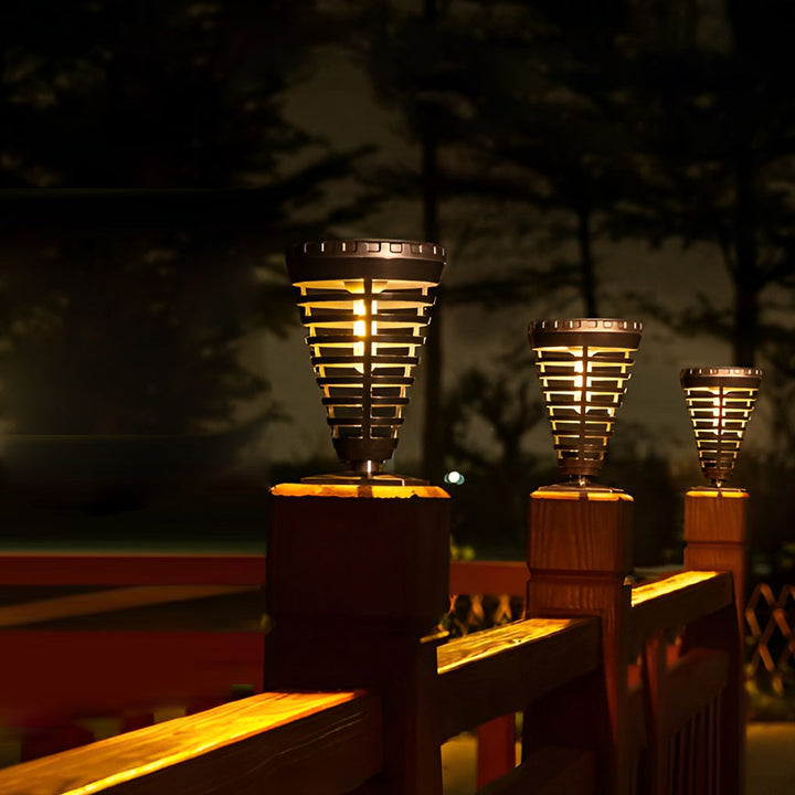 Round Intelligent LED IP65 Waterproof Black Modern Solar Garden Lights | Kalsten