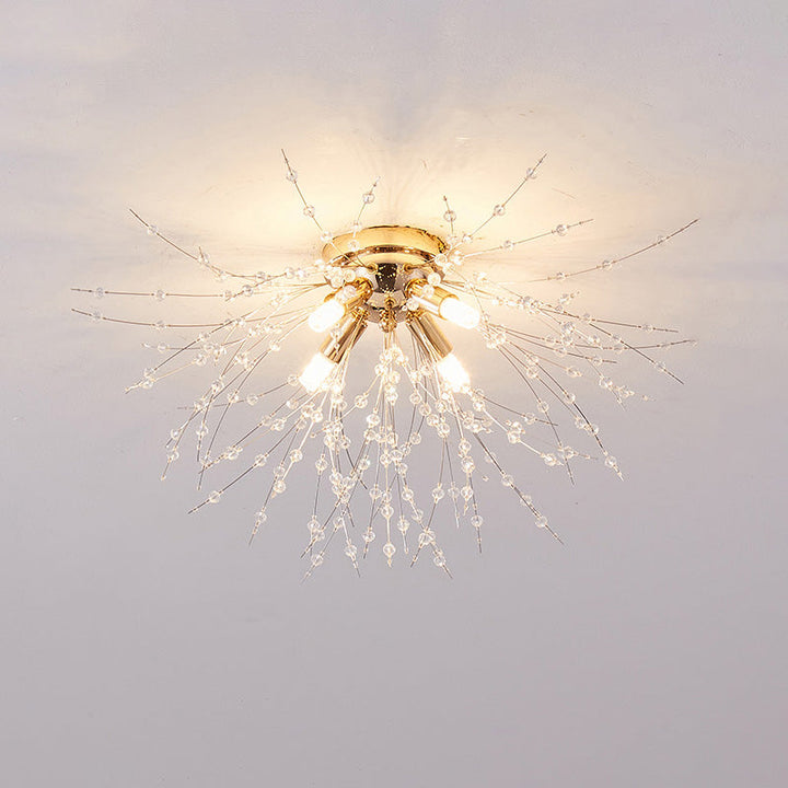 Ceiling Light Metal Crystal 15.7 in Flush Mount Bedroom Hallway Dandelion Design Decorative Lighting | Kalsten
