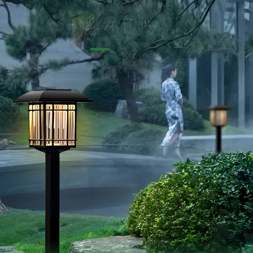 2PCS Vintage Square Waterproof LED Black Modern Solar Lawn Lights | Kalsten