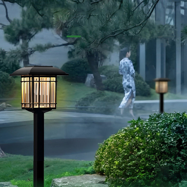 2PCS Vintage Square Waterproof LED Black Modern Solar Lawn Lights | Kalsten