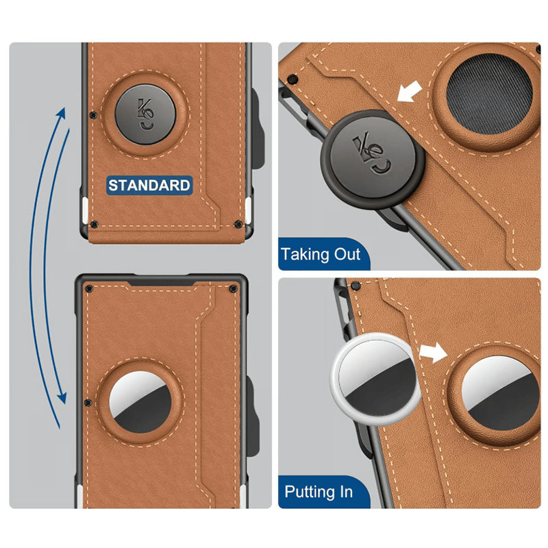 Kalsten | Men's Business Style PU Leather Card Slots for AirTag