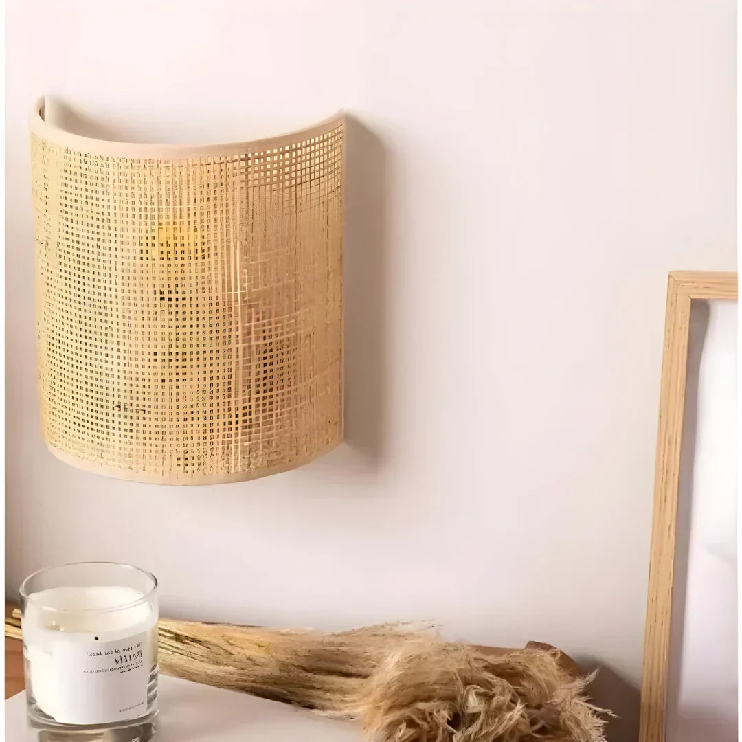 Woven Rattan Wall Lamp – Modern Design