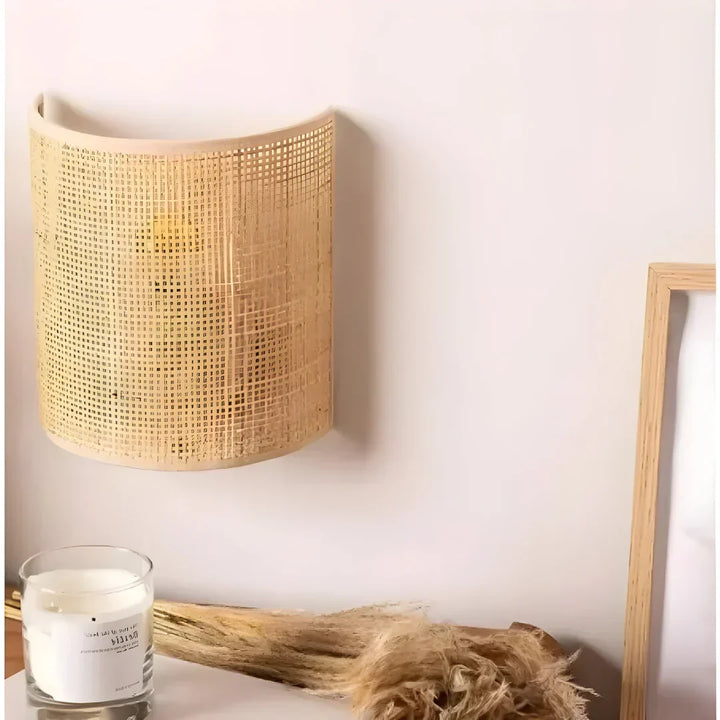 Woven Rattan Wall Lamp – Modern Design