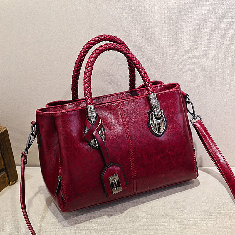 New handbags made of oil wax leather Boston, large tote bag made of soft leather | Kalsten
