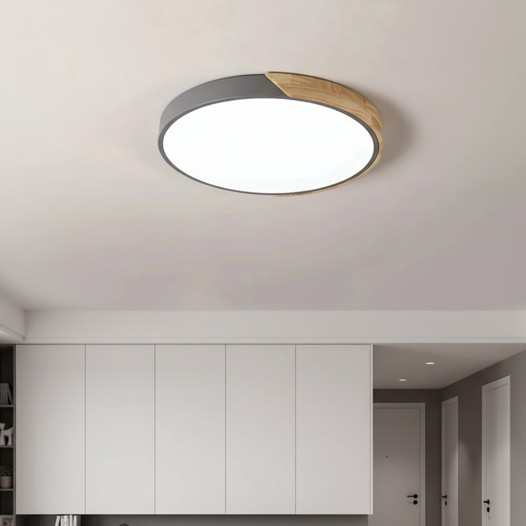 Splice Wood-Accent Dimmable Flush Mount