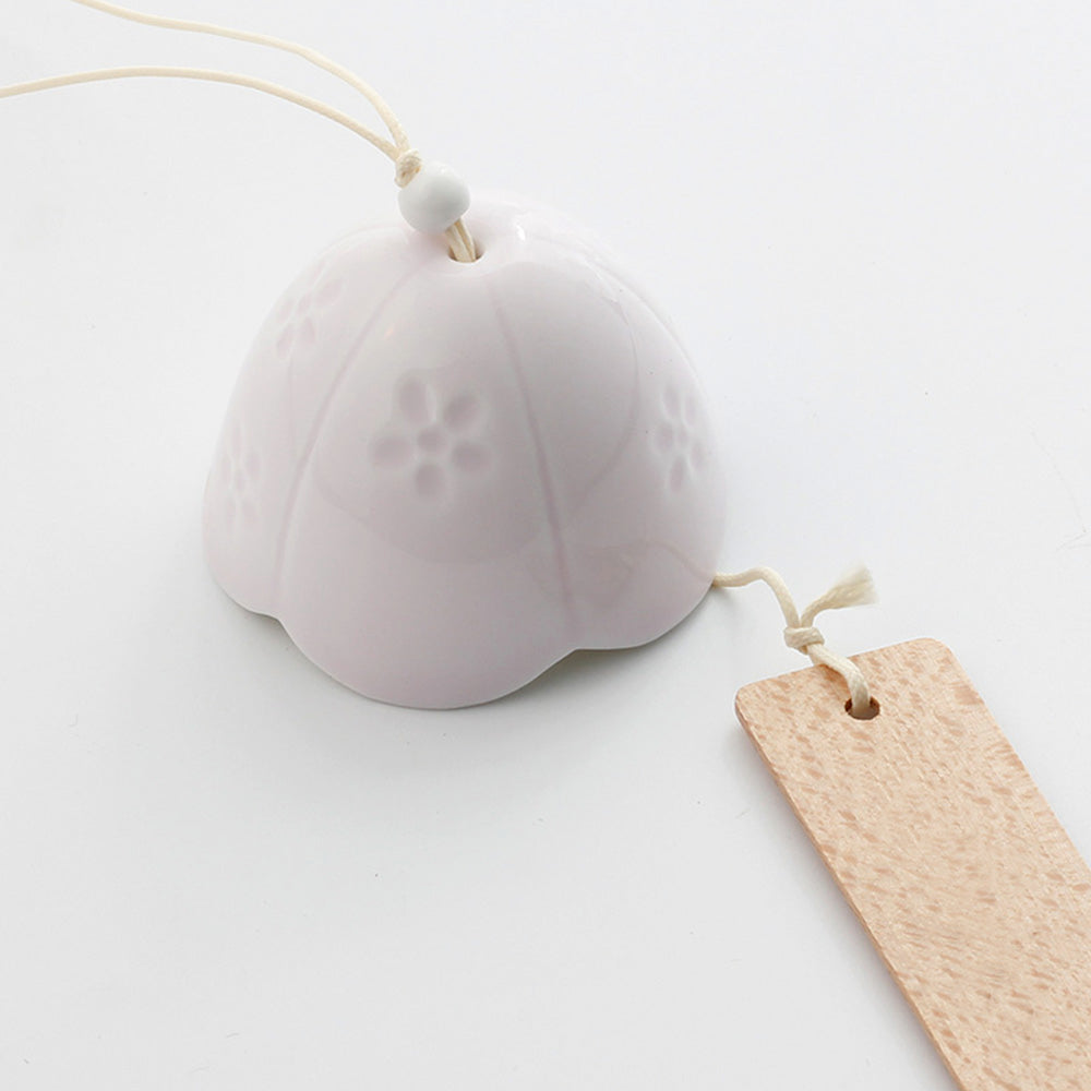 Kalsten | Japanese Ceramic Bells, Sakura Bell Rings, Hanging Garden Bells, Living Space Garden Decoration, White