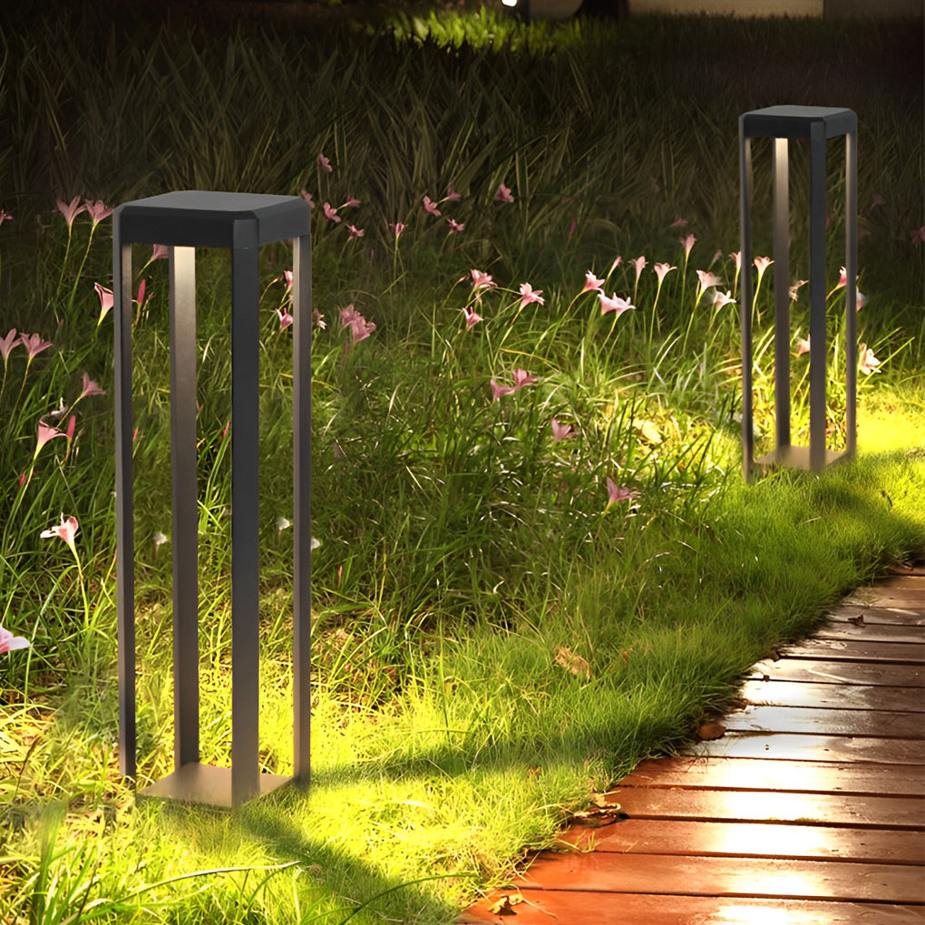 Square Minimalist Waterproof Stainless Steel Black Solar Pathway Lights | Kalsten