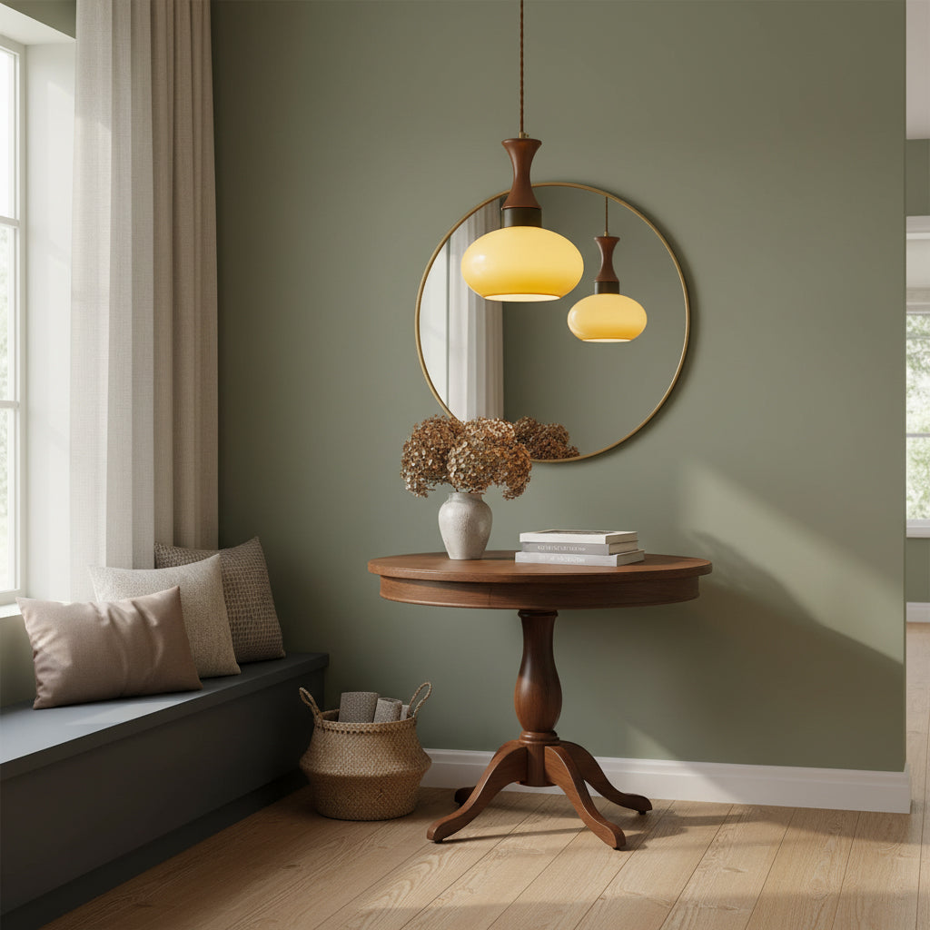 Pendant Light Glass 7 in Brown Dining Room Kitchen Island Ceiling Lamp Adjustable Height | Kalsten