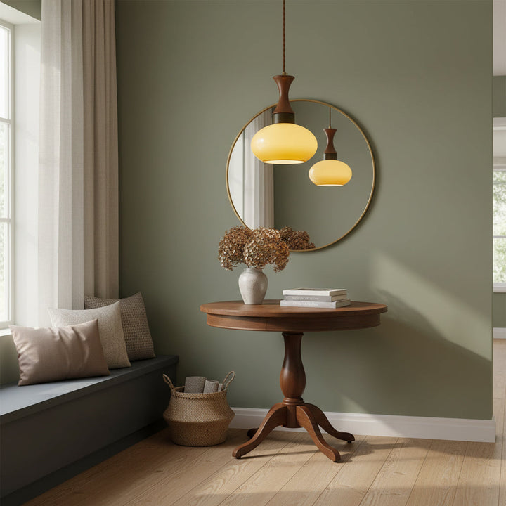 Pendant Light Glass 7 in Brown Dining Room Kitchen Island Ceiling Lamp Adjustable Height | Kalsten