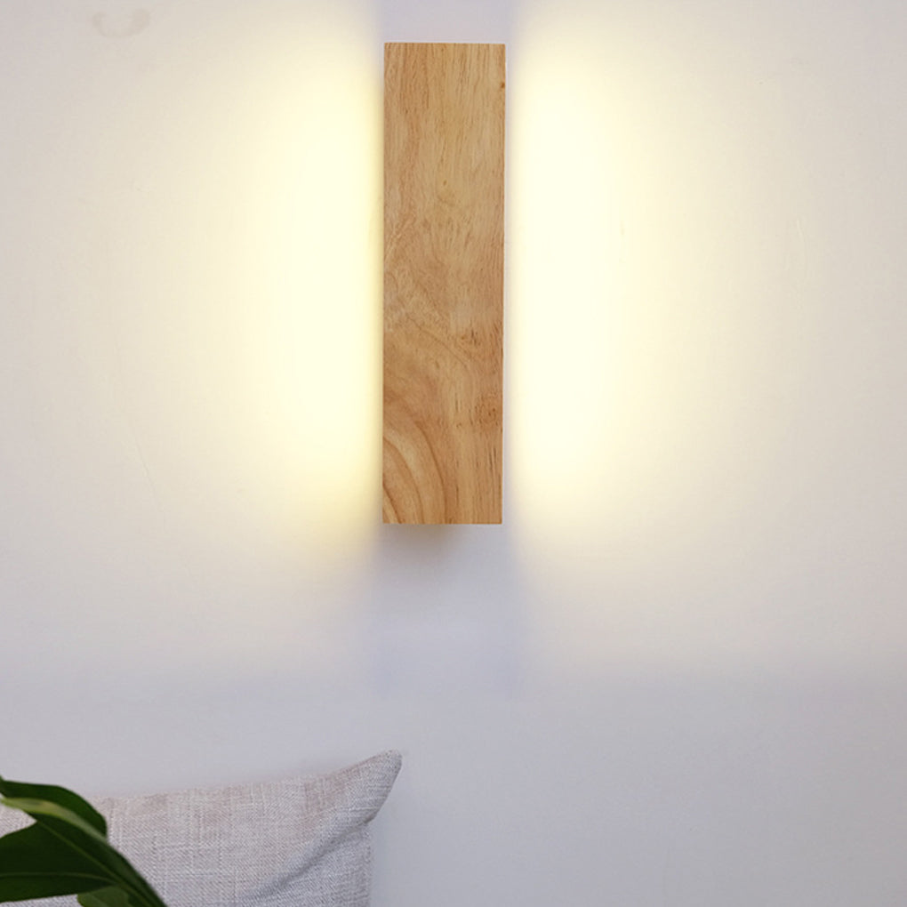 Rotatable Minimalist Rectangular Wood Led Wall Lamp Wall Lights Fixture | Kalsten