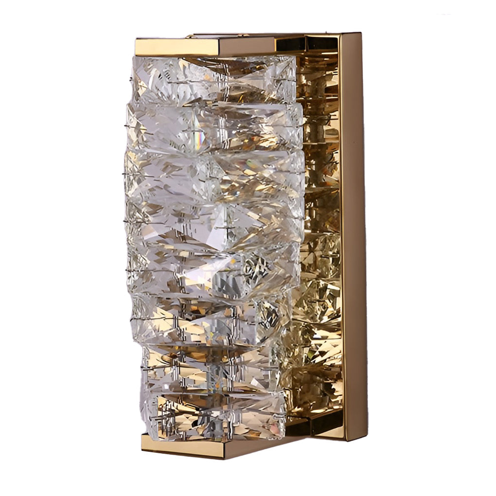 Modern Crystal Pillar LED Wall Sconce – Luxury 3-Color Dimmable Wall Light (Gold/Silver) | Kalsten