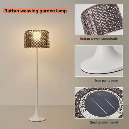 Solar Rattan Outdoor Patio Floor Lamp