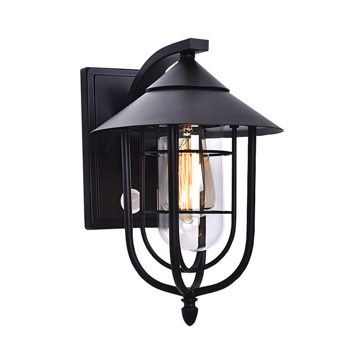 Waterproof Retro Iron Glass Motion Sensor Black Modern Outdoor Wall Lights | Kalsten