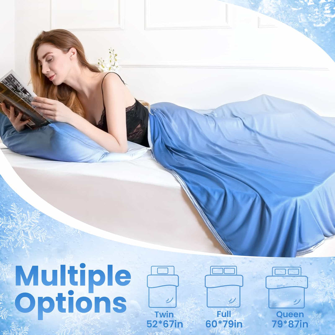 Q-Max > 0.5 Gradient Blue Cooling Blanket – Double-Sided, Breathable & Machine Washable | Kalsten
