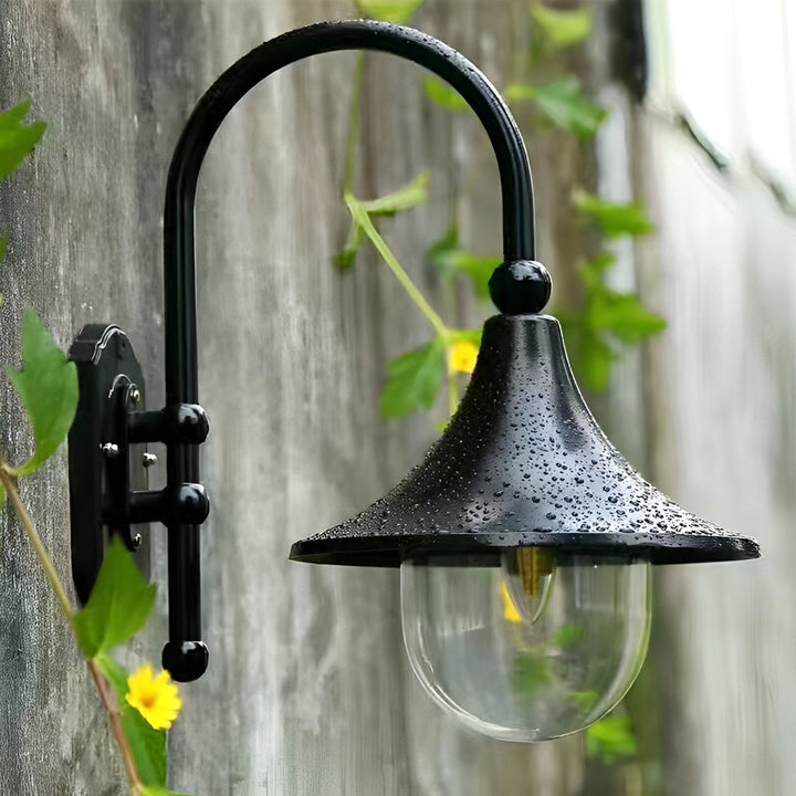 Creative Trumpet Shaped Waterproof LED Black Vintage Outdoor Wall Lamp | Kalsten