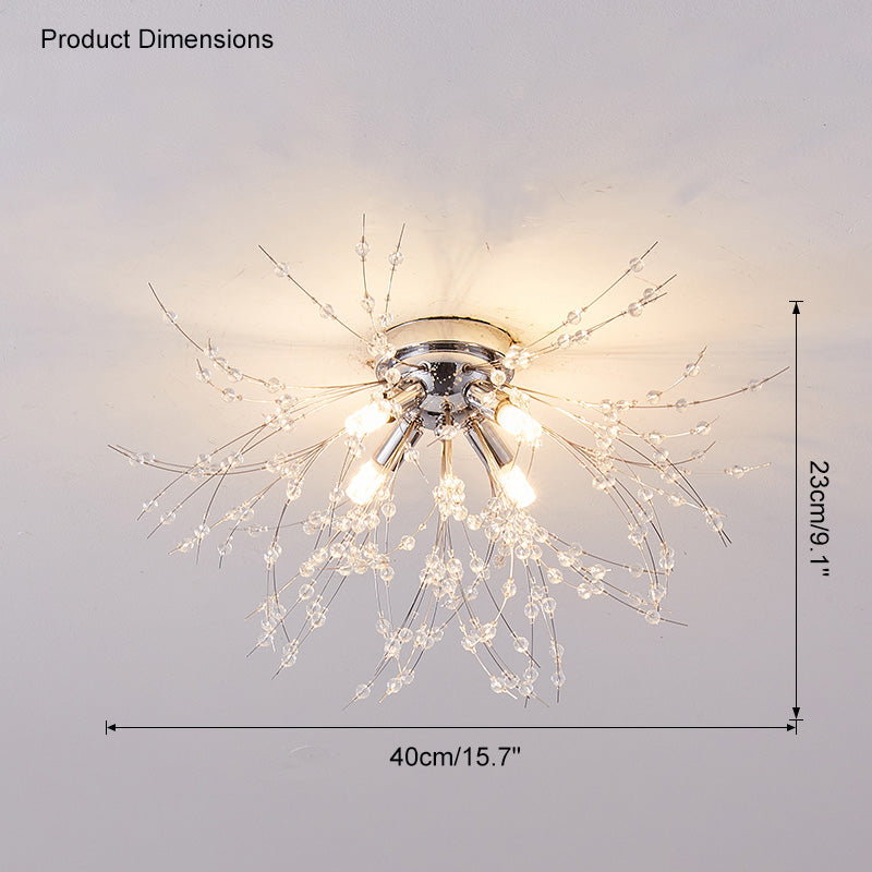 Ceiling Light Metal Crystal 15.7 in Flush Mount Bedroom Hallway Dandelion Design Decorative Lighting | Kalsten