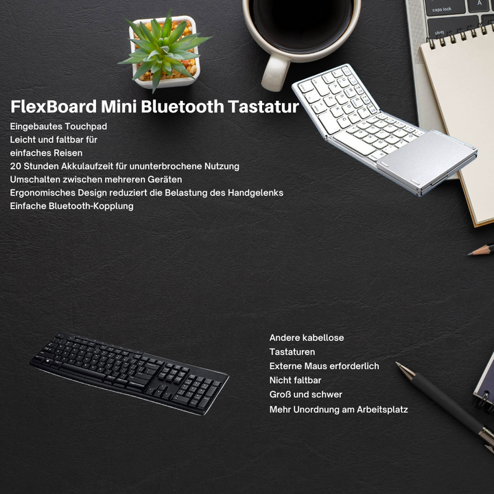 Foldable Bluetooth Keyboard with Touchpad