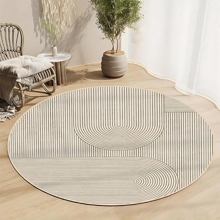 Round rug in Scandinavian design – Modern anti-slip rug for living room & bedroom | Kalsten