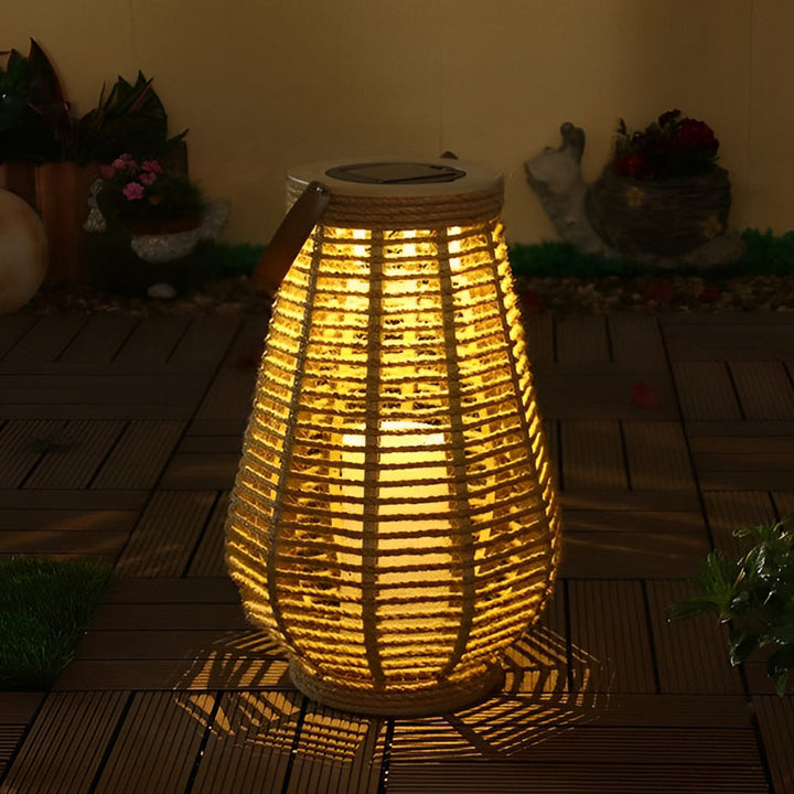 Portable Waterproof LED Ropes Rattan Brown Retro Outdoor Solar Lanterns | Kalsten