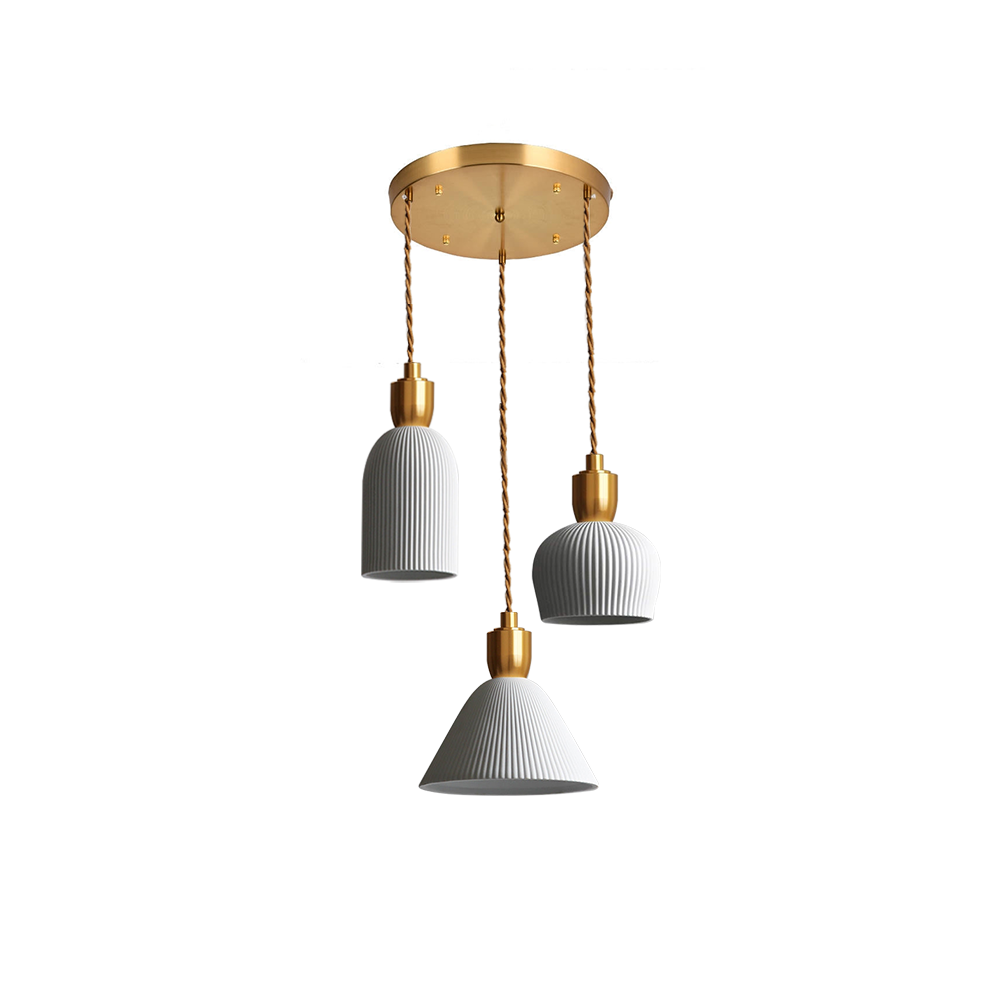 Retro Pleated Ceramic Brass Cocoon Pendant Lamp | Kalsten