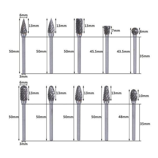 10 in 1 Tungsten Steel Grinding Head (10PCS) | Kalsten