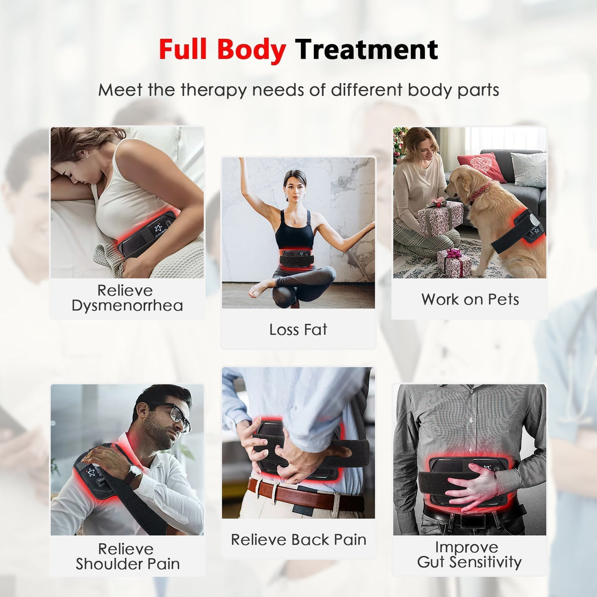 BowLift | At Home Infrared Red Light Therapy Belt Pad for Pain Relief with 60 LED